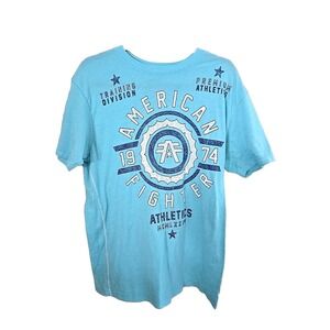 American Fighter Blue Crew Neck MMA Athletic Short Sleeve Top‎ Men's Size Large